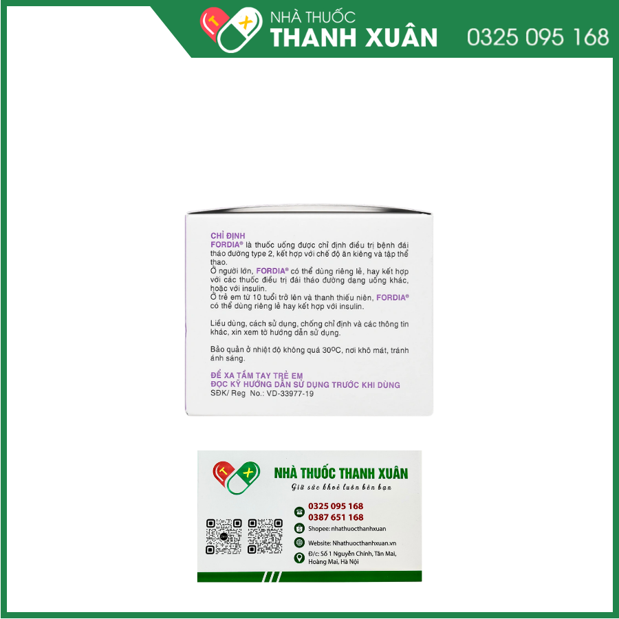 Fordia 850mg điều trị đái tháo đường týp 2